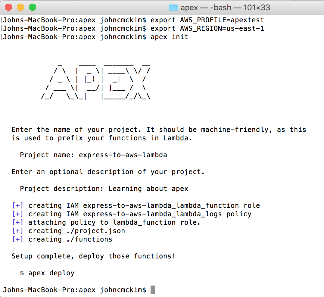 Create a new Apex project